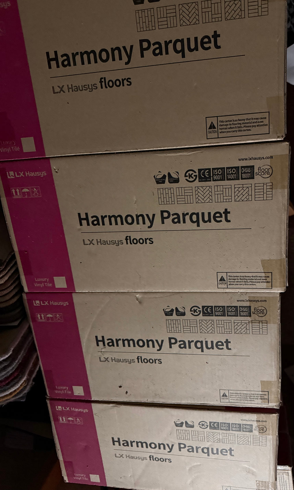 LX Hausys Dove Dale Oak parquet LVT (94.1m2 available)