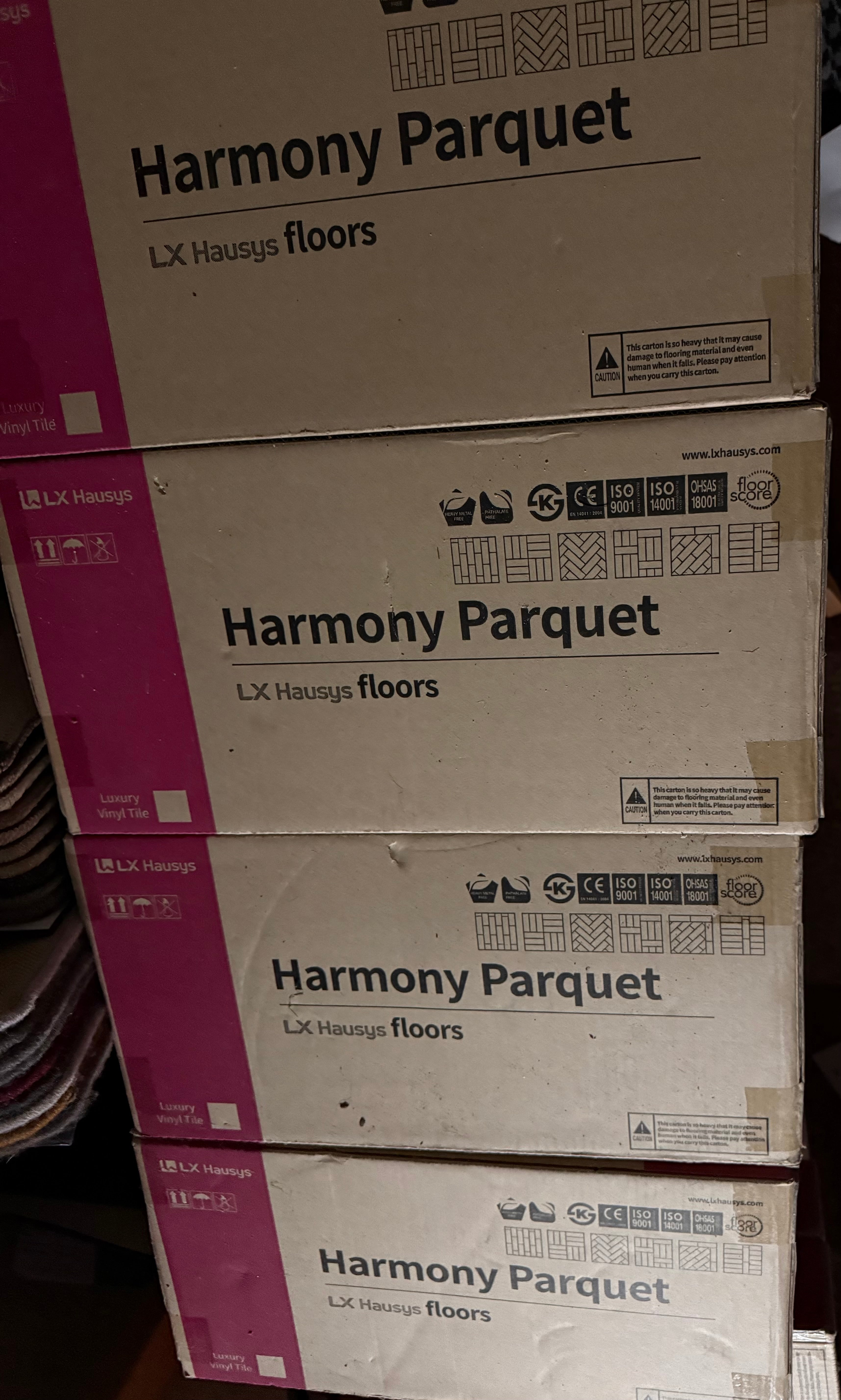 LX Hausys Dove Dale Oak parquet LVT (94.1m2 available)